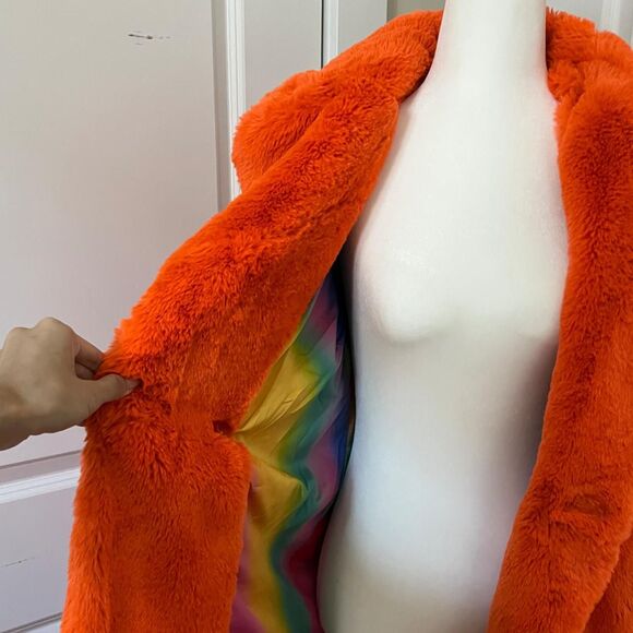 Bright Orange Imani Faux Fur Coat from APPARIS (size XS) - Picture 4 of 8